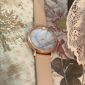 Tan & rose gold, marble watch